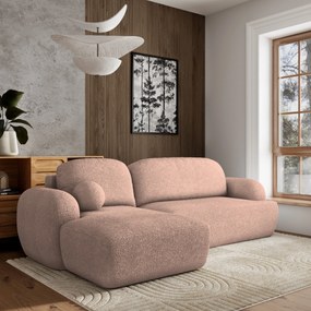 Masseno Narożnik MODENZA z funkcją spania i pojemnikiem na pościel Narozniki L, Rozkładana sofa - Pudrowy róż, NOW OR NEVER 61