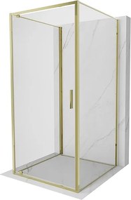 Mexen Exo-3S kabina prysznicowa 3-ścienna uchylna 80 x 80 cm, transparent, złota - 8181-080-080-50-00-3S