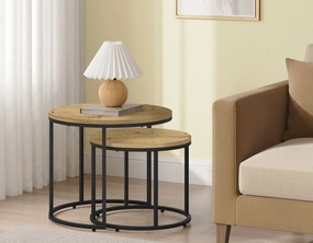 Zestaw stolików kawowych okrągłych 2w1 dąb artisan B9-D66
