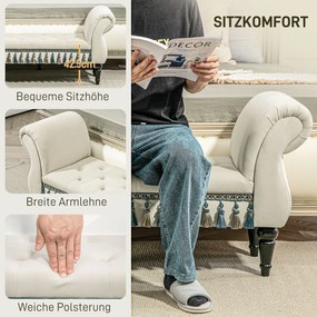 HOMCOM Ławka tapicerowana, vintage design, do 150 kg, 117x40x58 cm, Beżowa