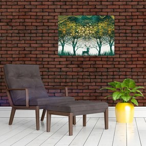 Obraz - Jelenie w zielonym lesie (70x50 cm)