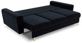 Ciemnoniebieska aksamitna rozkładana/ze schowkiem sofa 235 cm Kyoto – Cosmopolitan Design