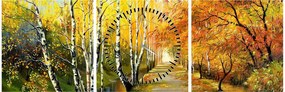 Obraz - Romantyczna aleja wzdłuż wody, obraz olejny (z zegarem) (90x30 cm)