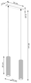Lampa wisząca KARBON 2 taupe ryflowana SOLLUX  LIGHTING