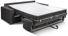Kanapa 2-osobowa z ekspresowym mechanizmem rozkładania z ekoskóry CALITO - Kolor: czarny - Miejsce do spania: 120 cm - Materac 18 cm