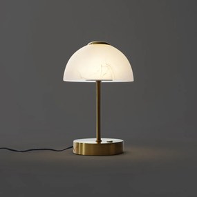 Designerska lampa stołowa złota z opalowym szkłem z możliwością ściemniania LED - Joya