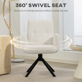 HOMCOM Fotel tapicerowany, fotel akcentowy, nowoczesny design, obrotowy, do 120 kg, kremowo-biały