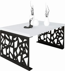 Stolik kawowy z metalowym stelażem czarny + biały - Ofelio 3X