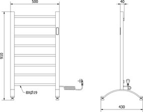 Mexen Oso grzejnik elektryczny 2w1 stojący 910 x 500 mm, 200 W, czarny - W304-0910-500-00-70