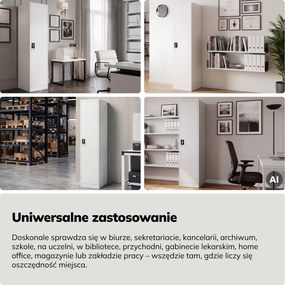 Szafa na akta kartotekowa na klucz biała, 450x1850x600 mm: ALEX D600