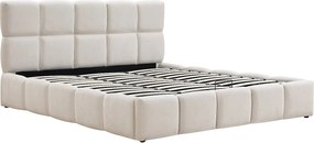 Łóżko ze skrzynią 200 x 200 cm – Tkanina – Beżowy - DILUDO