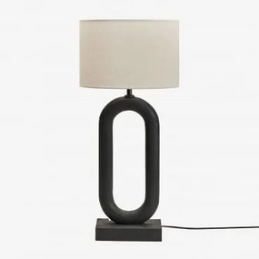 Lampa Stołowa Z Drewna Mango Tiberia Nizina Czarna & Biały Ø30 Cm - ↑25 Cm Arlina - Sklum