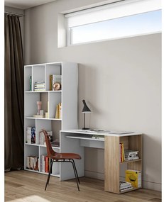 Białe biurko w dekorze dębu 114x50 cm Yale – TemaHome