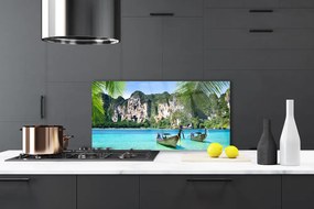 Szkło Dekoracyjne do Kuchni Kolorowe Łodzie na Falach