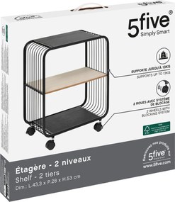 Półka mobilna NOIR, 2-poziomowa, metalowa, 43,3 x 28 x 53 cm