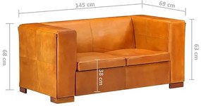 2-osobowa sofa z jasnobrązowej skóry naturalnej - Exea 2Q