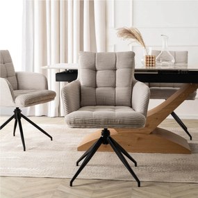 Krzesło Tapicerowane Obrotowe do Salonu AKITA Szare Sztruksowe Nowoczesne