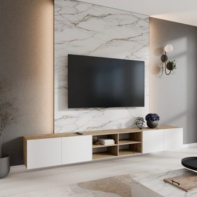 Szafka RTV wisząca CAVA 300 cm do Salonu pod Telewizor - Dąb artisan