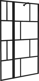 Parawan nawannowy czarny mat w stylu industrialnym z ruchomym skrzydłem - 120 x 140 cm - OBELINI