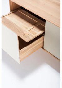 Biało-naturalna szafka pod TV z litego drewna dębowego 180x64 cm Fina – Gazzda