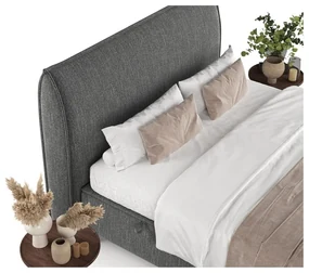 Szare tapicerowane łóżko dwuosobowe ze schowkiem 200x200 cm Draco – Maison de Rêve