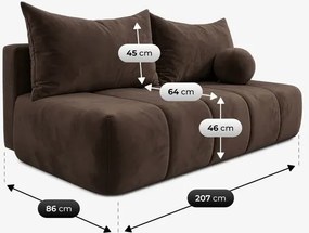 Sofa z Funkcją Spania SARIA Brązowa Welurowa Nowoczesna