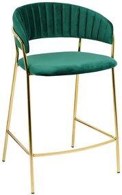 Zielony tapicerowany hoker welurowy glamour z oparciem B8-W18
