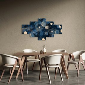 Obraz - Niebiesko-złote pierścienie (125x70 cm)