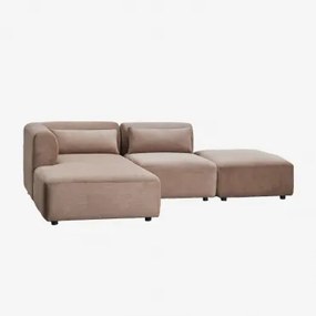 Sofa Modułowy Z Lewym Szezlongiem, 2-częściowy Z Pufem Fogler Sztruks Brąz Karmelowy - Sklum