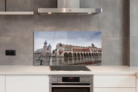 Panel szklany do Kuchni Deszczowy Kraków: Sukiennice i Kościół