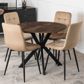 Stół Okrągły LAUREN 90 cm Dąb Rustykalny/Czarny Loft Nowoczesny