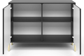 Czarna ryflowana komoda na złotych nóżkach E6-R75