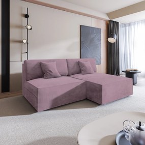 Masseno Narożnik FIORO z funkcją spania i pojemnikiem na pościel Narozniki L, Rozkładana sofa - Wrzosowy, MONOLITH 62