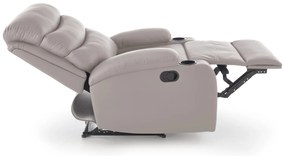 Fotel do salonu wypoczynkowy beżowy, rozkładany eco skóra PERUS
