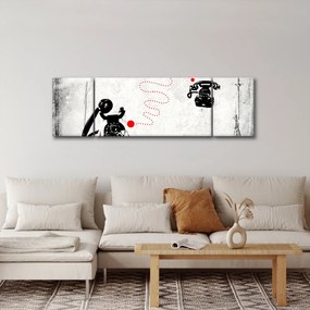 Obraz - Rysunek telefonu w stylu Banksy (170x50 cm)