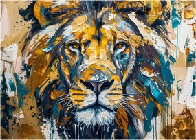 Obraz - Abstrakcyjny obraz olejny z lwem (70x50 cm)