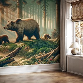Fototapeta - Niedźwiedzie w lesie (196x136 cm)
