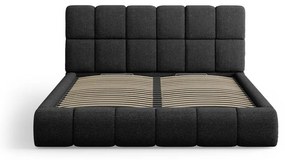 Czarne tapicerowane łóżko dwuosobowe ze schowkiem i stelażem 180x200 cm Bellis – Micadoni Home