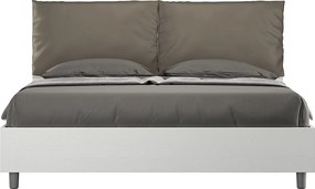 Łóżko wyposażone w stelaż z listwami z pojemnikiem 160x200 Frassino biała poduszkami sztucznej skóry cappuccino Egos Antea
