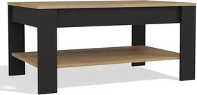 Nowoczesny stolik kawowy z półką dąb artisan + czarny R9-N51