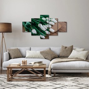 Obraz bukietu białych tulipanów (125x70 cm)