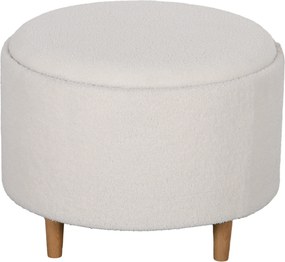 HOMCOM Stołek otomana ze schowkiem, okrągły stołek ze składanym siedziskiem, drewniane nogi, nowoczesny, do salonu, sypialni, biały, Ø56 x 42 cm