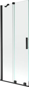 Mexen Velar parawan nawannowy 2-skrzydłowy rozsuwany 80 x 150 cm, transparent, czarny - 896-080-000-01-70