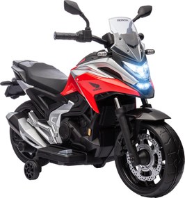 AIYAPLAY Motocykl Elektryczny dla Dzieci, Honda, 3 km/h, Muzyka i Światło, 3-6 Lat, do 30 kg, Czerwony
