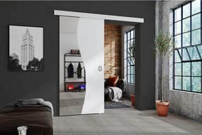 Emporius drzwi przesuwne 90 cm Kaja - drzwi naścienne z lustrem do salonu, garderoby - Biały