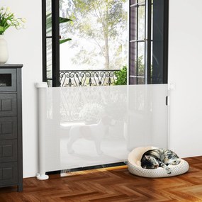 PawHut Bramka Zabezpieczająca Schody Rozsuwana 0-136cm 87 cm Wysoka Bramka Ochronna dla Zwierząt 142 x 10 x 87 cm Biała