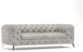 Jasnoszara aksamitna sofa 225 cm Chelsea – Ropez