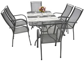 Metalowy zestaw ogrodowy PALMA I. 1 + 6 Stół prostokątny 160x95 cm (CT0311)
