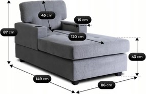 Fotel Wypoczynkowy Sofa NEO Szary Tapicerowany Nowoczesny