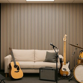 Panel akustyczny o zwiększonej absorpcji dźwięku, 2400 x 600 mm, 5 szt., czarny / beżowy